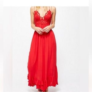 NWT free people Adella Maxi dress in red.